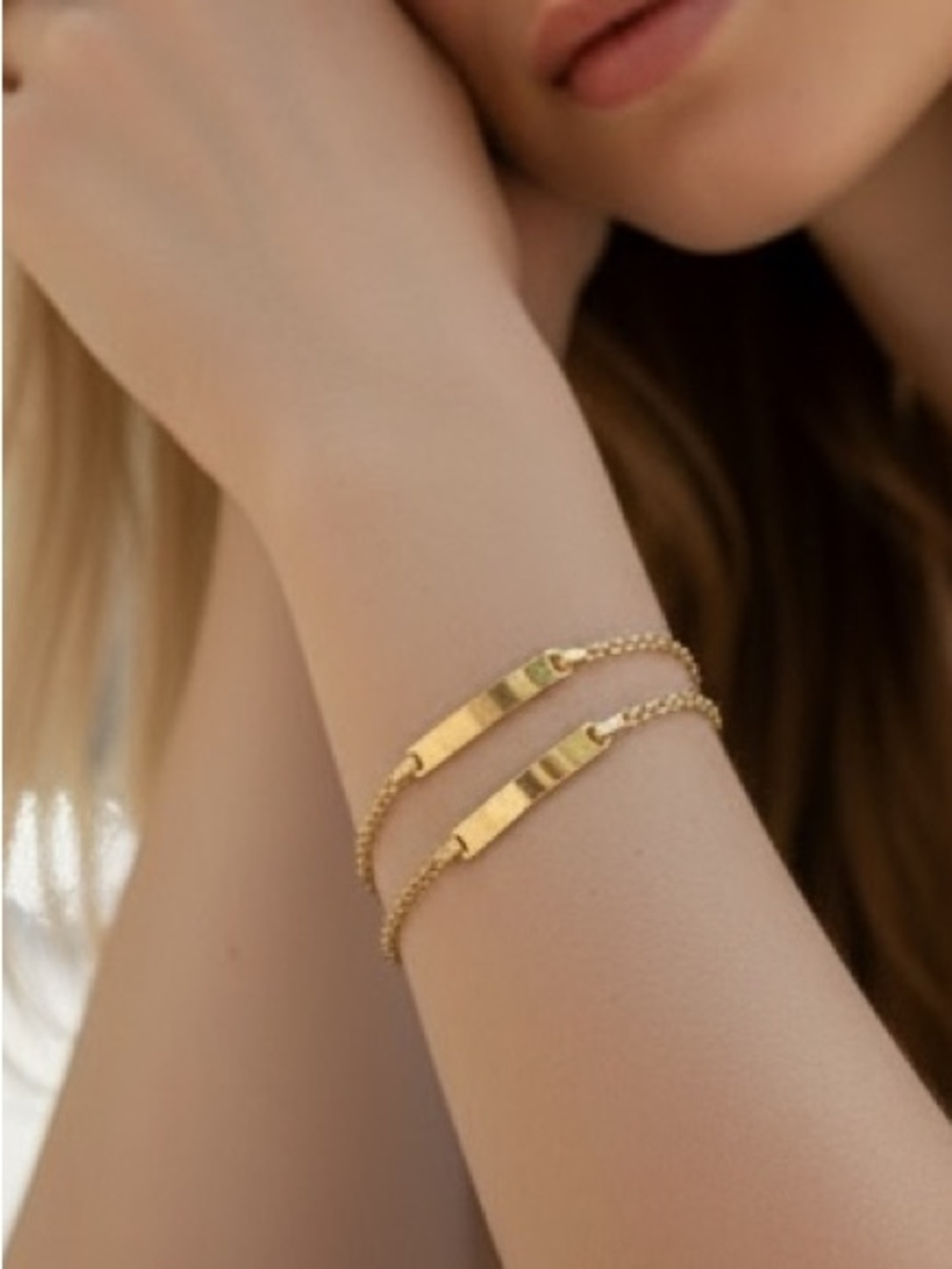 Pure 10k & 14k gold I.D. Nameplate bracelets paper clip adjustable & square link